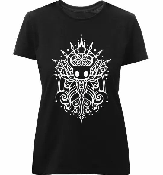 Женская премиум футболка hollow night завитки Черный фото