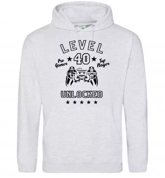 Мужская толстовка (худи) Level 40 Серый меланж фото