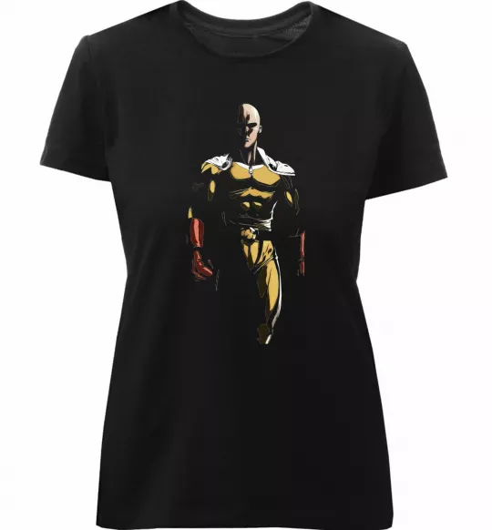 Женская премиум футболка One punchman silhouette Черный фото