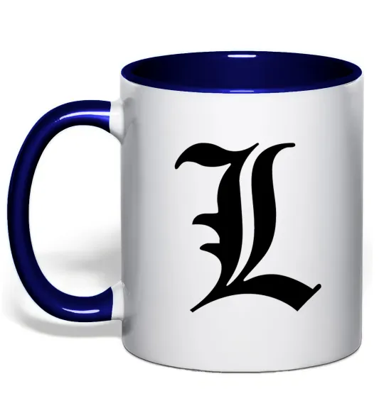 Чашка с цветной ручкой Death note L Глубокий темно-синий фото