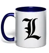 Чашка с цветной ручкой Death note L Глубокий темно-синий Чашка с цветной ручкой Death note L Глубокий темно-синий фото
