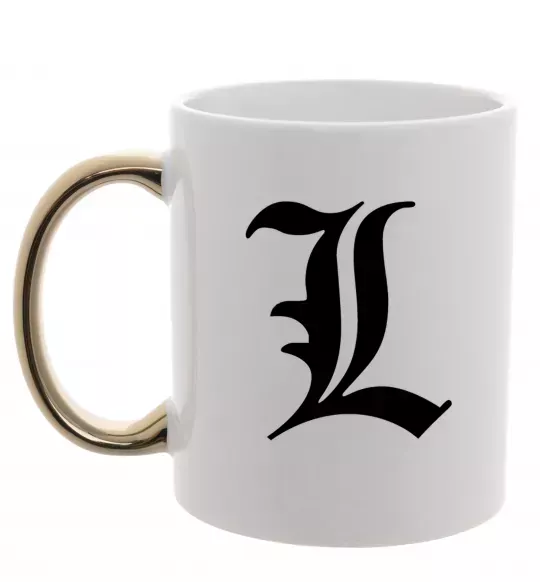 Чашка с цветной ручкой Death note L Золото фото