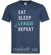 Мужская футболка eat sleep league repeat Темно-синий фото
