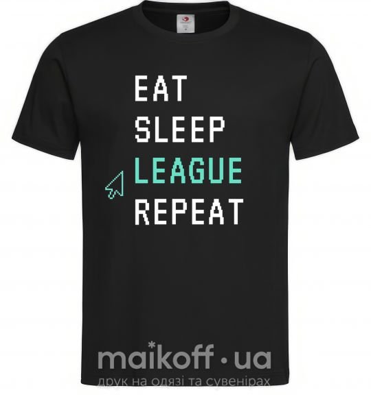 Мужская футболка eat sleep league repeat Черный фото