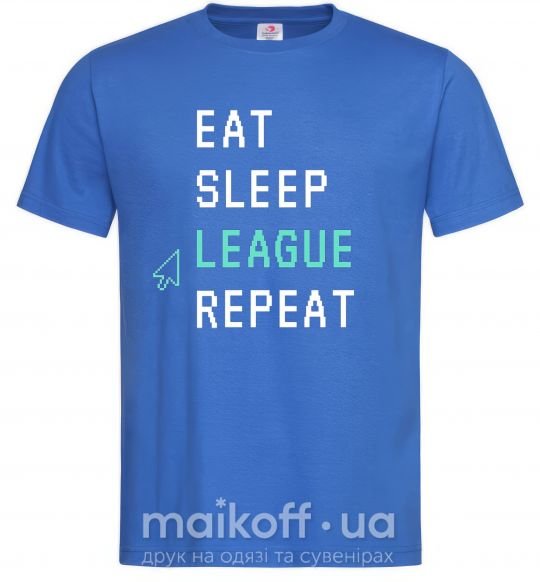 Мужская футболка eat sleep league repeat Ярко-синий фото