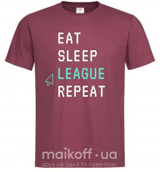 Чоловіча футболка eat sleep league repeat Бордовий фото