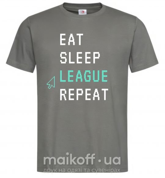 Мужская футболка eat sleep league repeat Графит фото