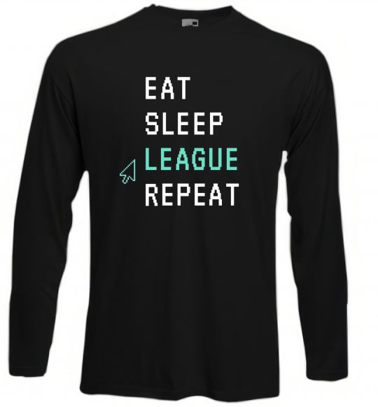 Лонгслів eat sleep league repeat Чорний фото