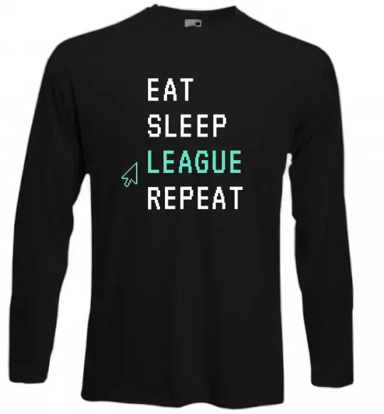 Лонгслив eat sleep league repeat Черный фото