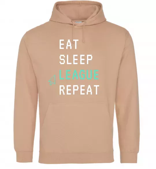 Жіноча толстовка (худі) eat sleep league repeat Пісочний фото