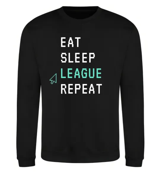 Свитшот eat sleep league repeat Черный фото