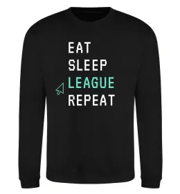 Світшот eat sleep league repeat Чорний фото