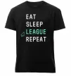 Чоловіча преміум футболка eat sleep league repeat Чорний фото