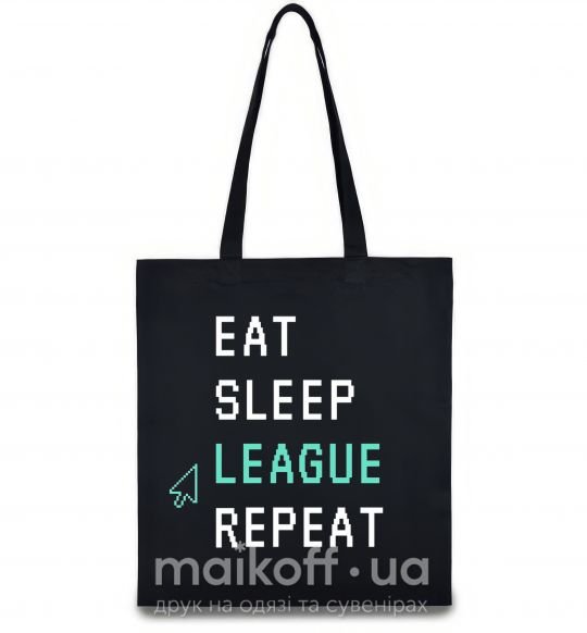 Эко-сумка eat sleep league repeat Черный фото