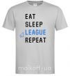 Мужская футболка eat sleep league repeat Серый фото