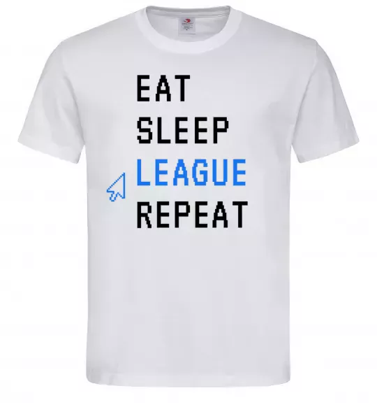 Чоловіча футболка eat sleep league repeat Білий фото