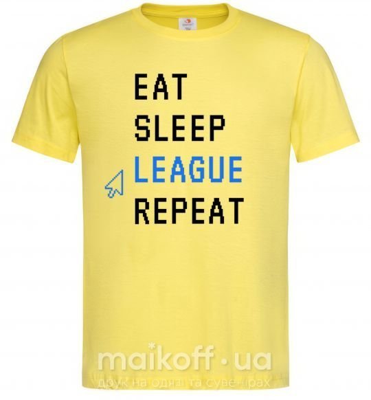 Мужская футболка eat sleep league repeat Лимонный фото