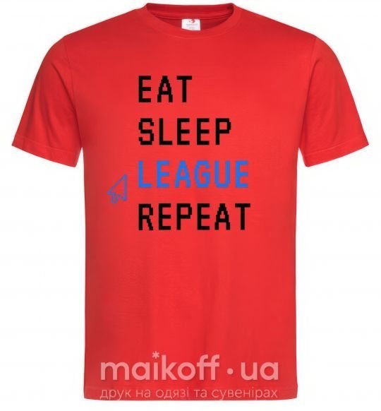 Мужская футболка eat sleep league repeat Красный фото