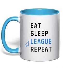 Чашка з кольоровою ручкою eat sleep league repeat
