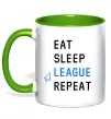 Чашка с цветной ручкой eat sleep league repeat Зеленый фото