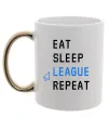 Чашка с цветной ручкой eat sleep league repeat Золото фото