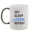 Чашка с цветной ручкой eat sleep league repeat Серебро фото