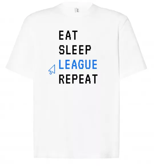 Футболка Оверсайз eat sleep league repeat Белый фото