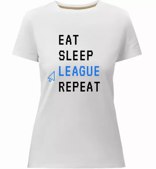 Женская премиум футболка eat sleep league repeat Белый фото
