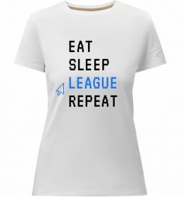 Женская премиум футболка eat sleep league repeat