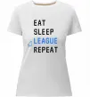Женская премиум футболка eat sleep league repeat Белый фото