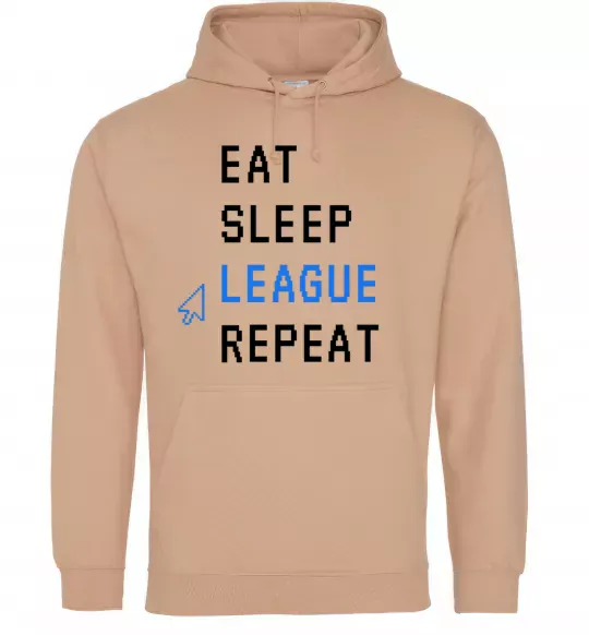Чоловіча толстовка (худі) eat sleep league repeat Пісочний фото