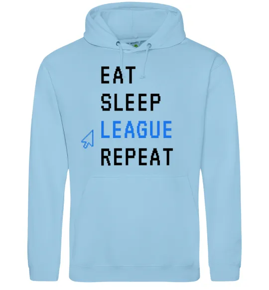 Жіноча толстовка (худі) eat sleep league repeat Блакитний фото