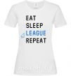 Женская футболка eat sleep league repeat Белый фото