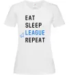 Женская футболка eat sleep league repeat Белый фото