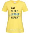 Жіноча футболка eat sleep league repeat Лимонний фото