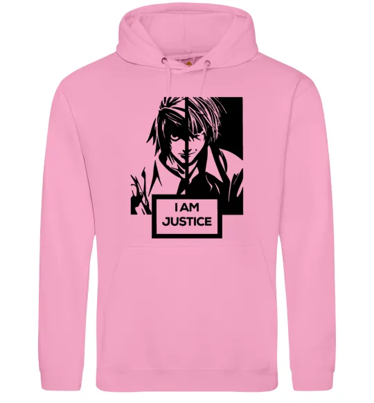 Чоловіча толстовка (худі) death note L i am justice Рожевий фото