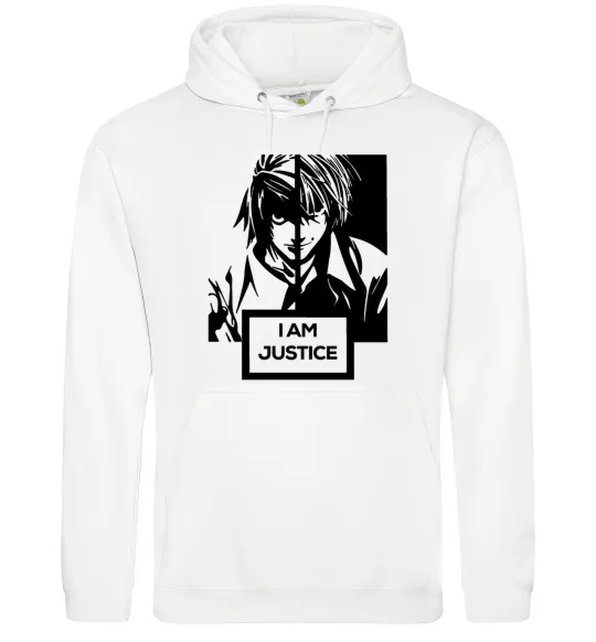 Женская толстовка (худи) death note L i am justice Белый фото