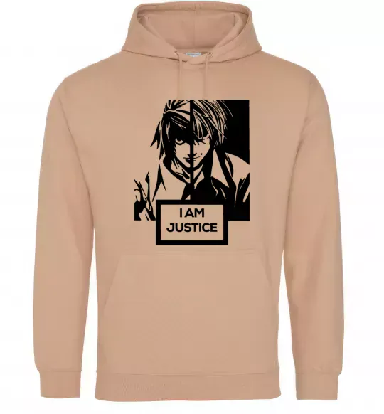 Женская толстовка (худи) death note L i am justice Песочный фото