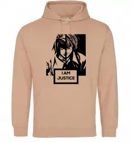 Женская толстовка (худи) death note L i am justice Песочный фото