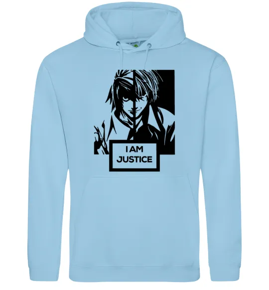 Жіноча толстовка (худі) death note L i am justice Блакитний фото
