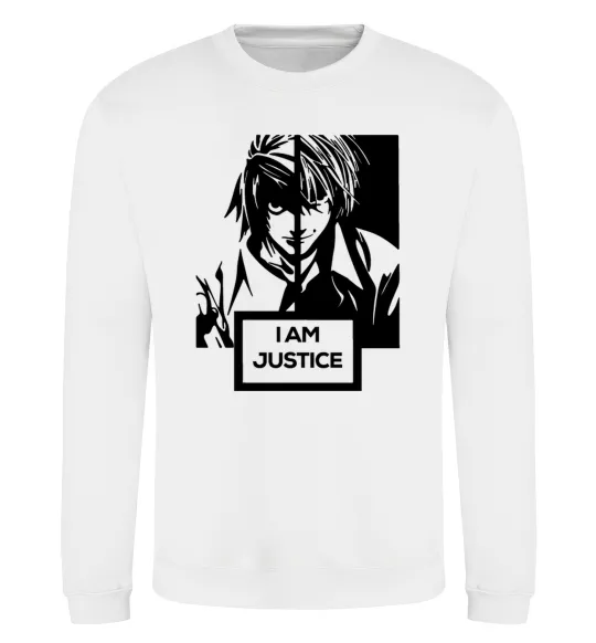 Світшот death note L i am justice Білий фото