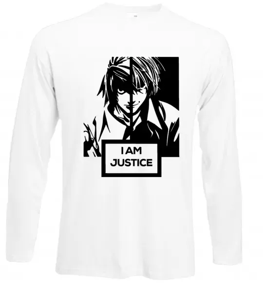 Лонгслив death note L i am justice Белый фото