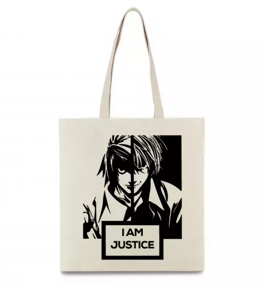 Эко-сумка death note L i am justice Бежевый фото