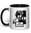 Чашка с цветной ручкой death note L i am justice Черный фото