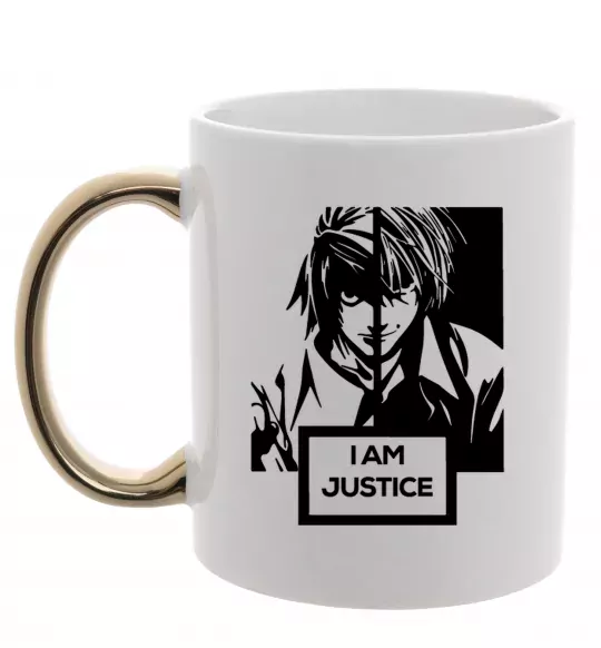 Чашка с цветной ручкой death note L i am justice Золото фото
