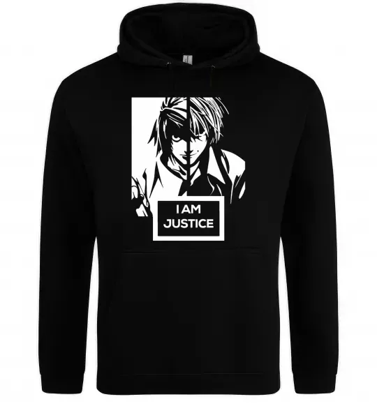 Мужская толстовка (худи) death note L i am justice Черный фото