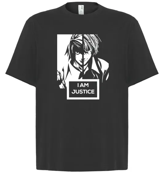 Футболка Оверсайз death note L i am justice Черный фото