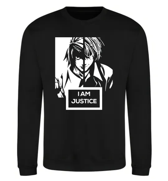 Світшот death note L i am justice Чорний фото