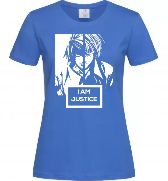 Женская футболка death note L i am justice Ярко-синий фото