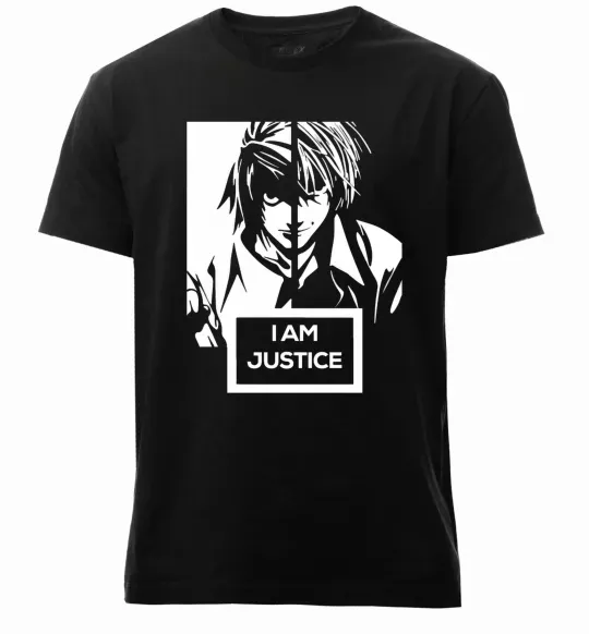 Мужская премиум футболка death note L i am justice Черный фото